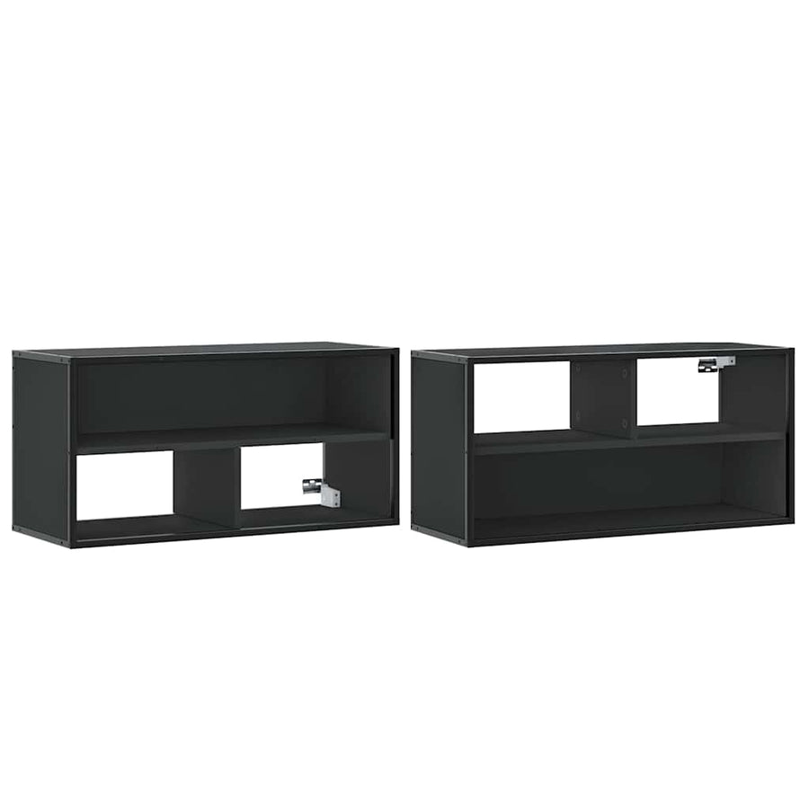 Tv-meubel 80x31x39,5 cm bewerkt hout en metaal zwart