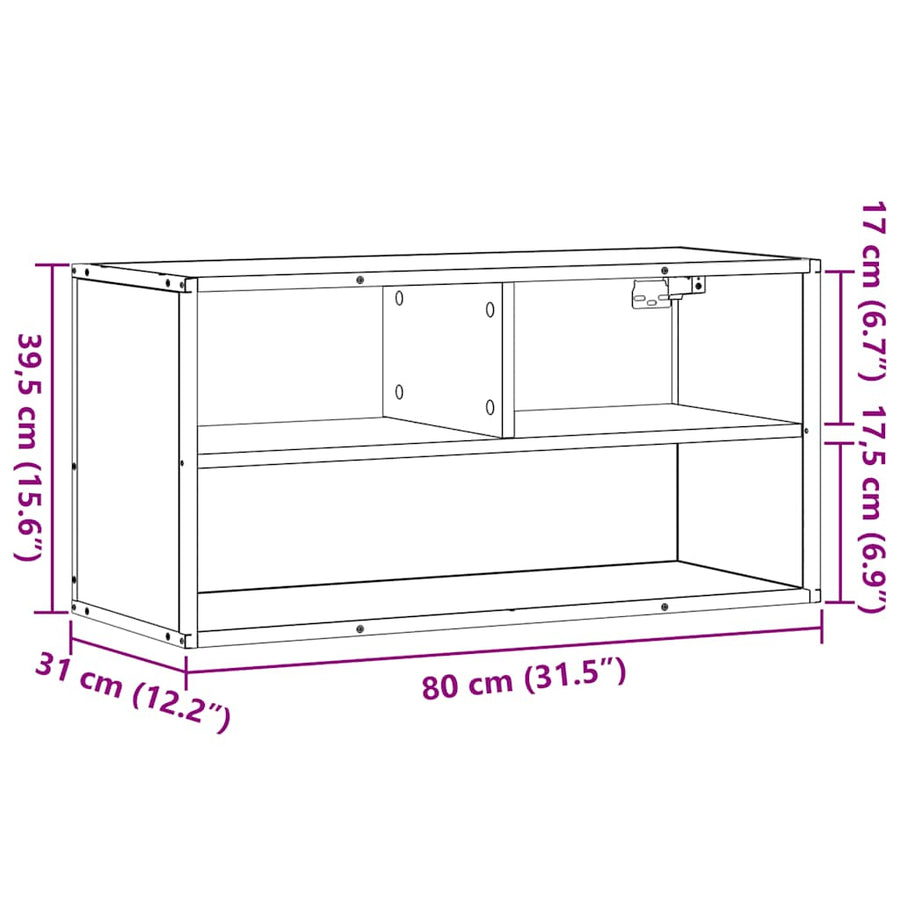Tv-meubel 80x31x39,5cm bewerkt hout metaal gerookt eikenkleurig