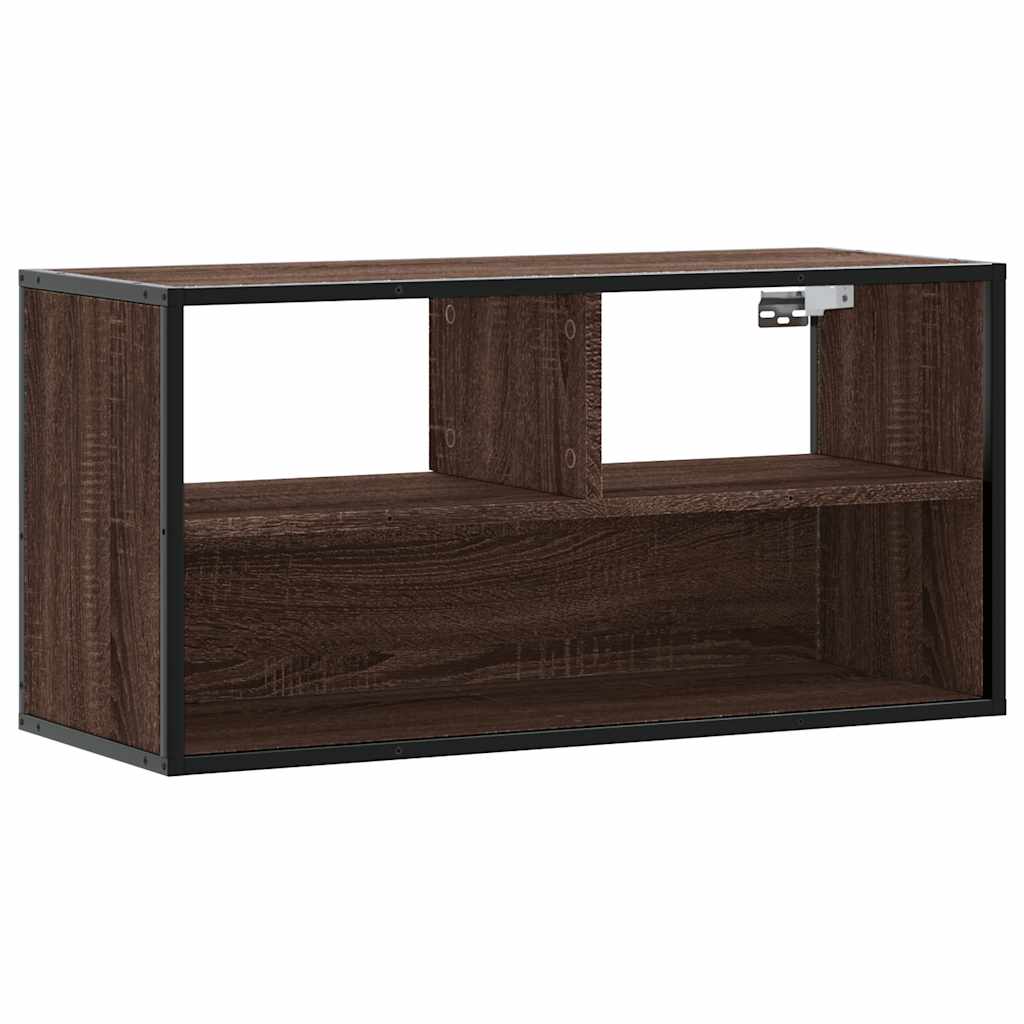 Tv-meubel 80x31x39,5 cm bewerkt hout metaal bruin eikenkleurig