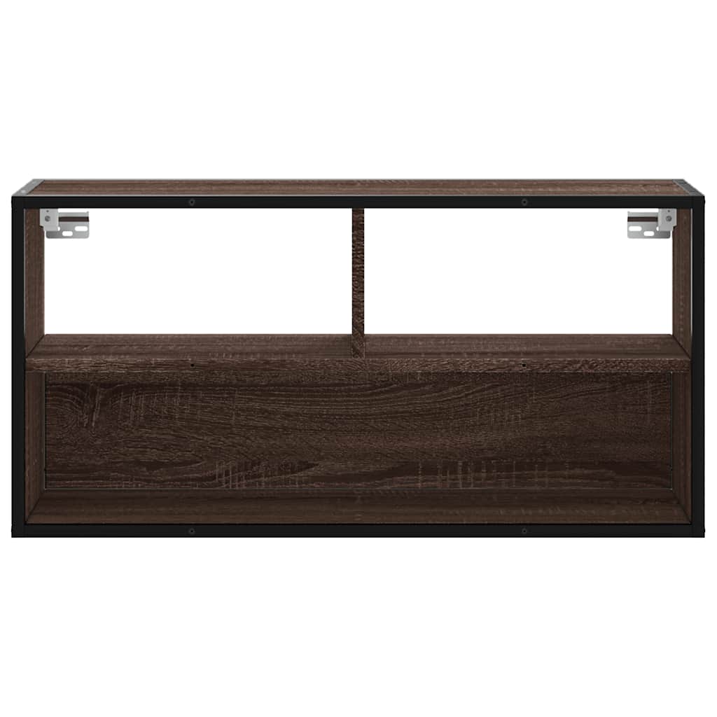 Tv-meubel 80x31x39,5 cm bewerkt hout metaal bruin eikenkleurig