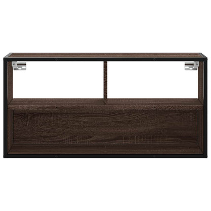 Tv-meubel 80x31x39,5 cm bewerkt hout metaal bruin eikenkleurig