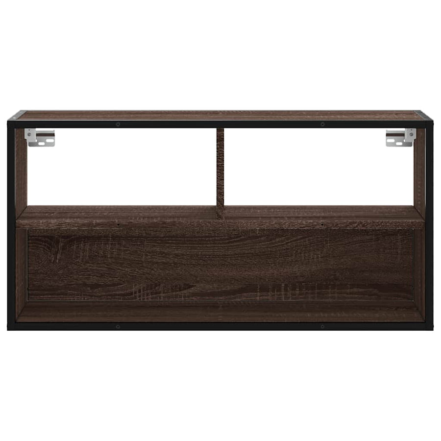 Tv-meubel 80x31x39,5 cm bewerkt hout metaal bruin eikenkleurig