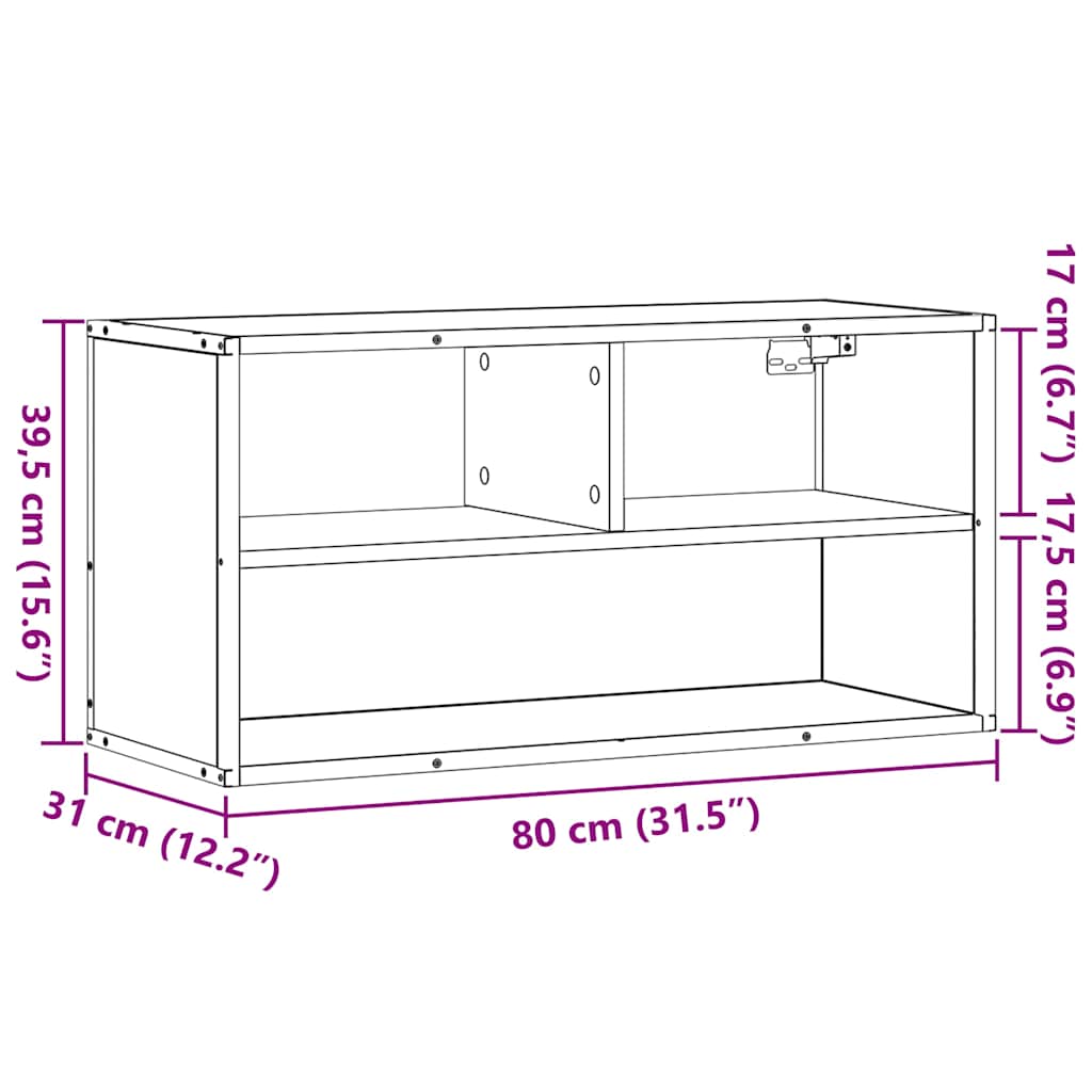 Tv-meubel 80x31x39,5 cm bewerkt hout metaal bruin eikenkleurig