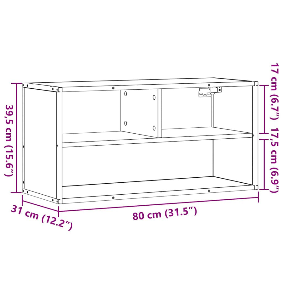 Tv-meubel 80x31x39,5 cm bewerkt hout metaal bruin eikenkleurig