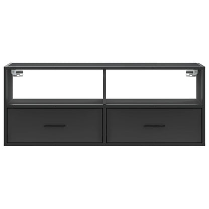 Tv-meubel 100x31x39,5 cm bewerkt hout en metaal zwart