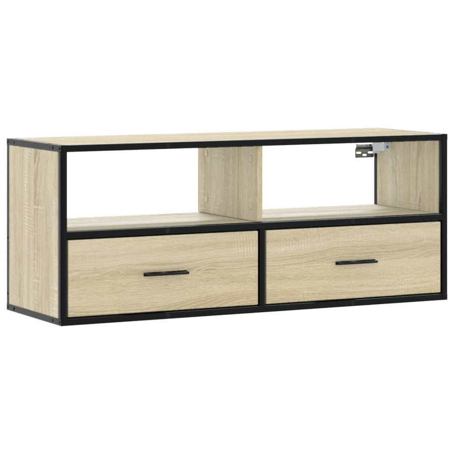 Tv-meubel 100x31x39,5cm bewerkt hout metaal sonoma eikenkleurig