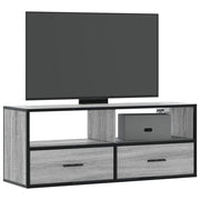 Tv-meubel 100x31x39,5 cm bewerkt hout metaal grijs