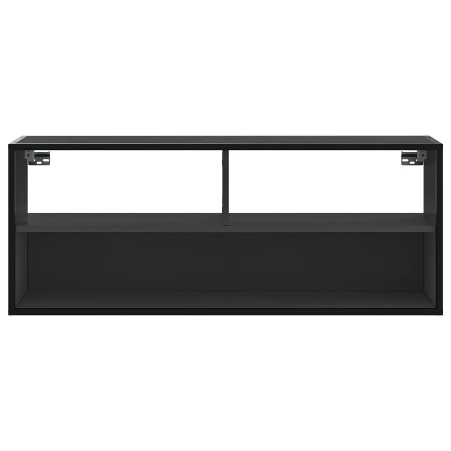 Tv-meubel 100x31x39,5 cm bewerkt hout en metaal zwart