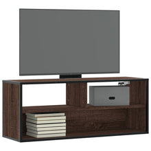 Tv-meubel 100x31x39,5 cm bewerkt hout metaal bruin eikenkleurig