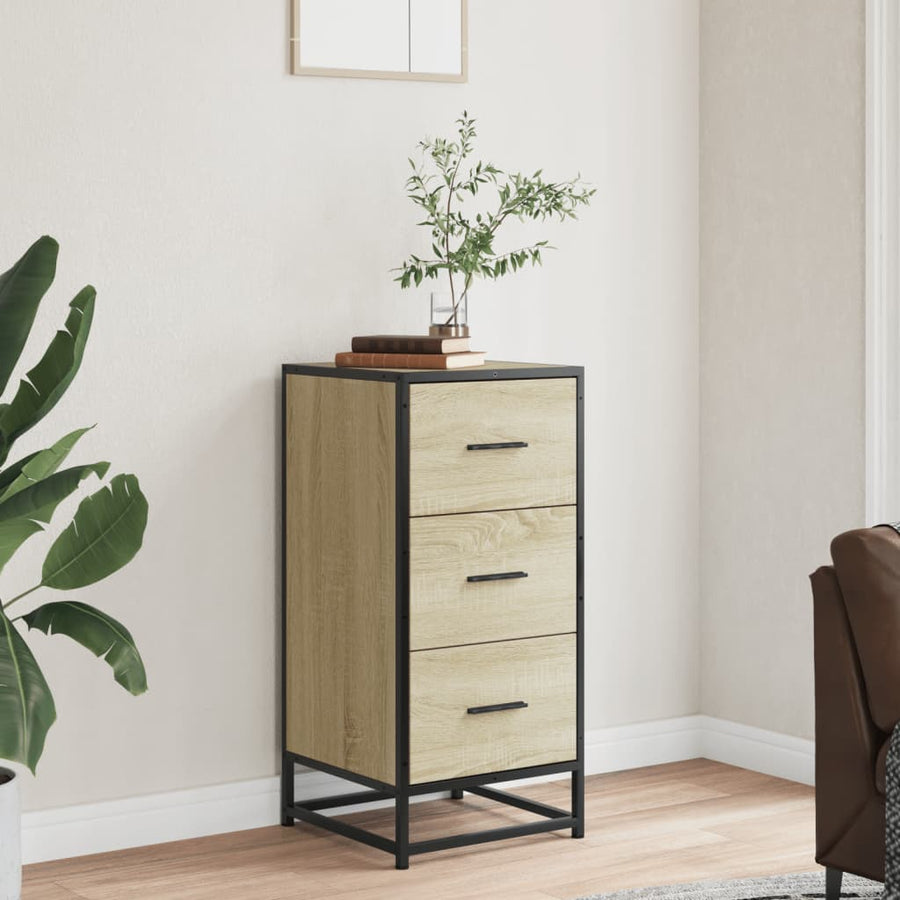 Dressoir 35,5X35X76 Cm Bewerkt Hout En Metaal Kleur Sonoma eiken