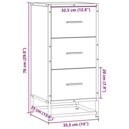 Dressoir 35,5X35X76 Cm Bewerkt Hout En Metaal Kleur Sonoma eiken