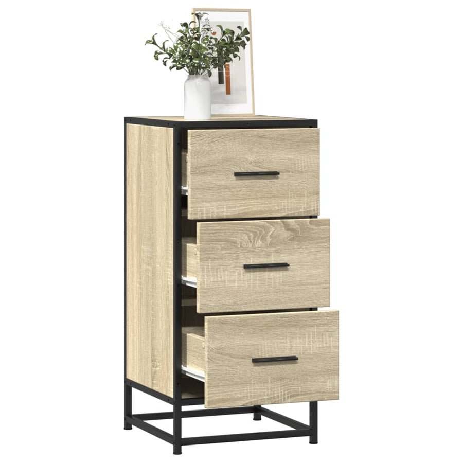 Dressoir 35,5X35X76 Cm Bewerkt Hout En Metaal Kleur Sonoma eiken
