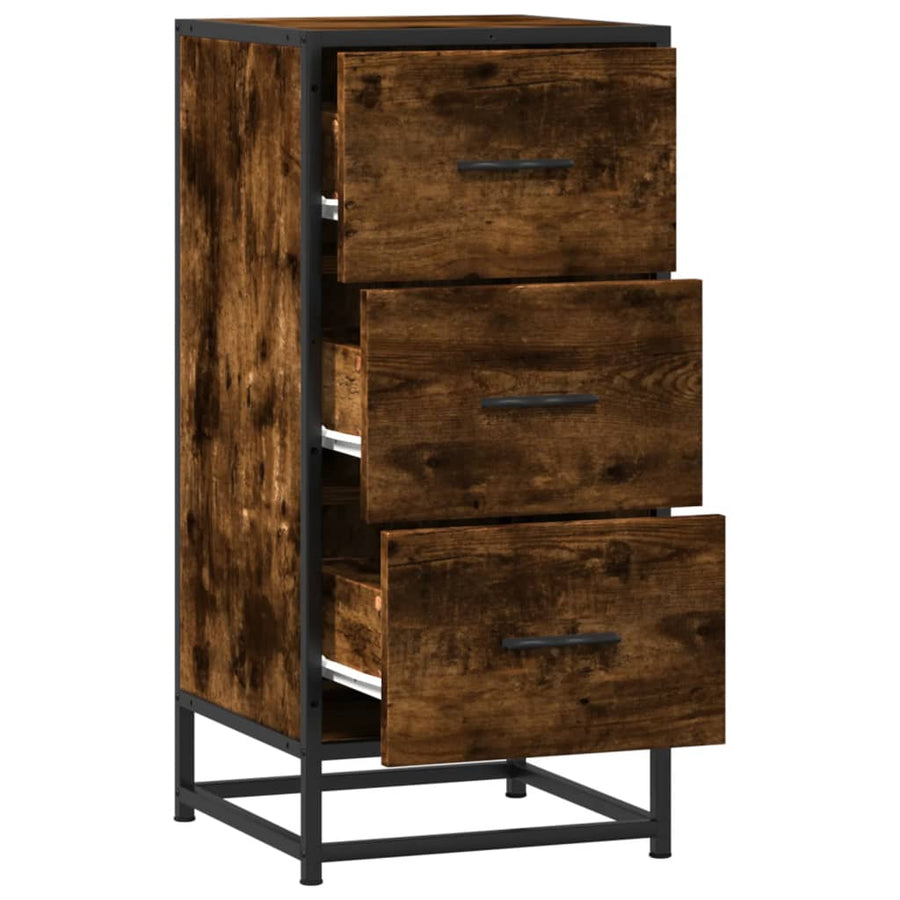 Dressoir 35,5X35X76 Cm Bewerkt Hout En Metaal Gerookt eiken