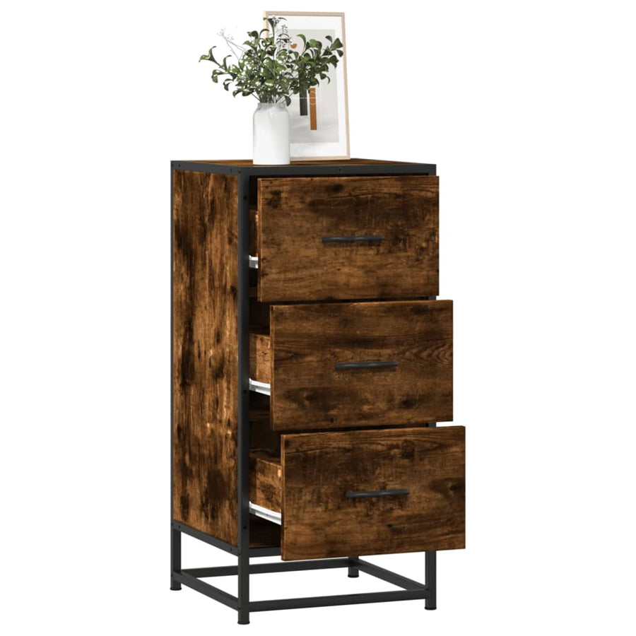 Dressoir 35,5X35X76 Cm Bewerkt Hout En Metaal Gerookt eiken