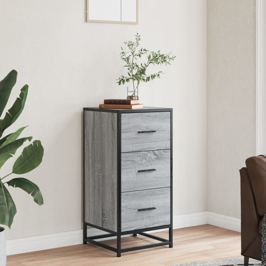 Dressoir 35,5x35x76 cm bewerkt hout en metaal grijs sonoma
