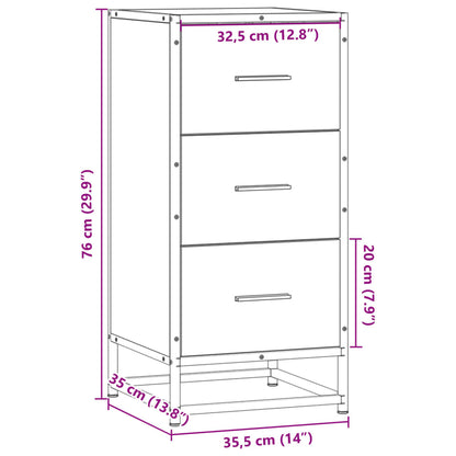 Dressoir 35,5x35x76 cm bewerkt hout en metaal grijs sonoma