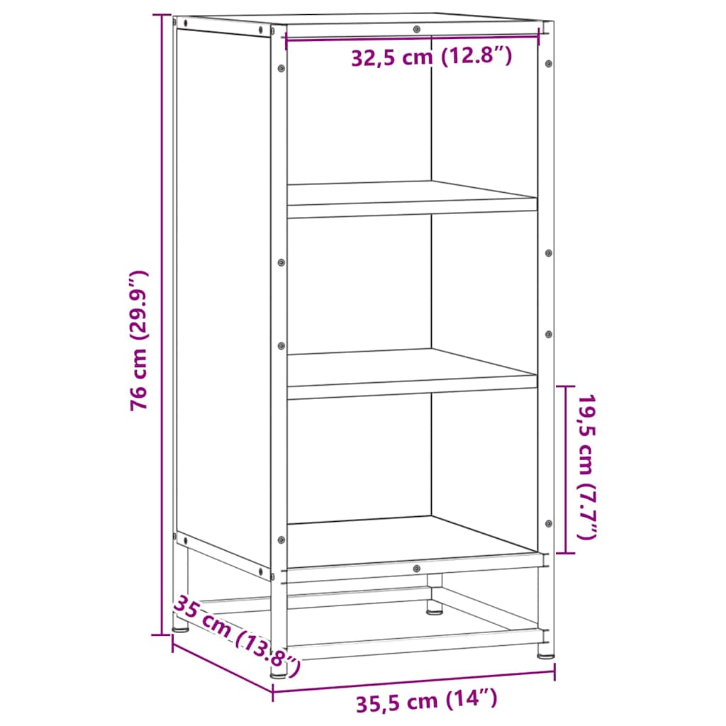 Dressoir 35,5x35x76 cm bewerkt hout en metaal grijs sonoma
