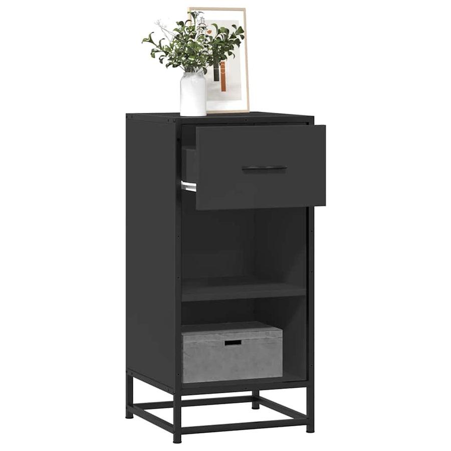 Dressoir 35,5x35x76 cm bewerkt hout en metaal zwart