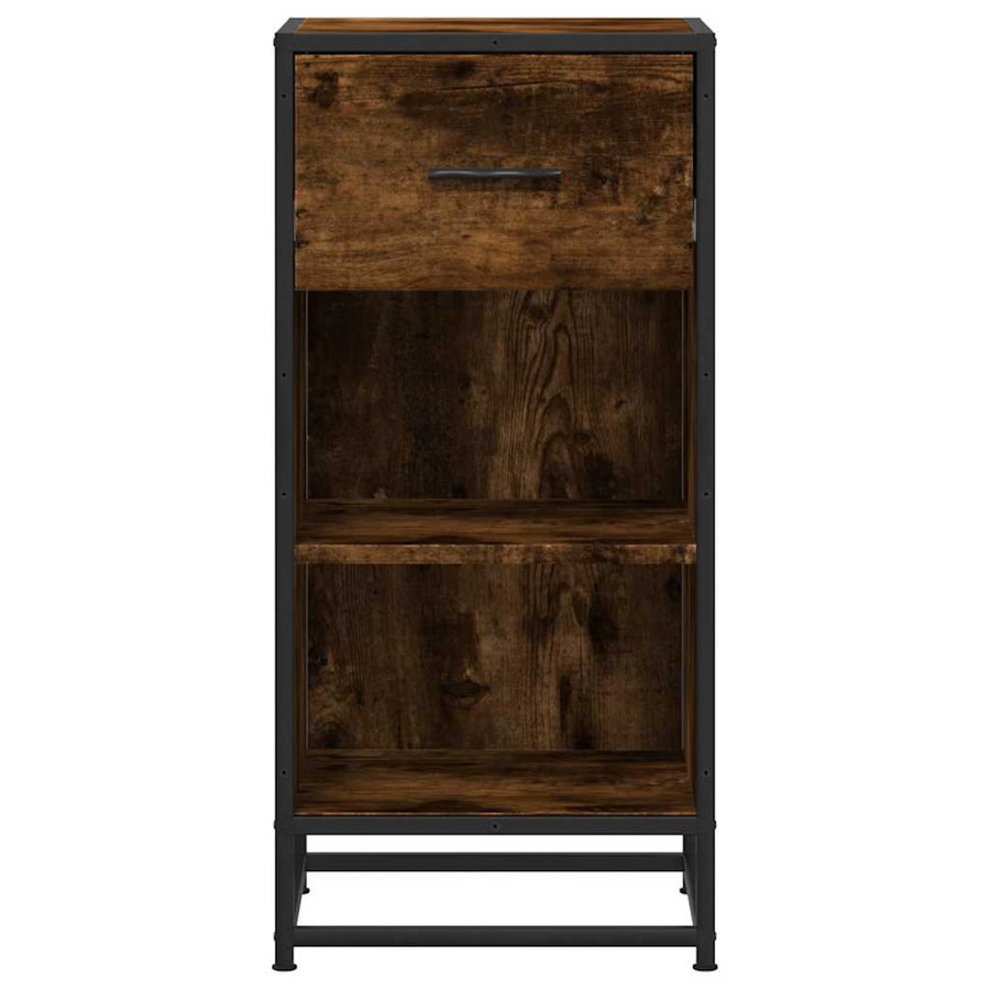 Dressoir 35,5x35x76 cm bewerkt hout en metaal gerookt eiken