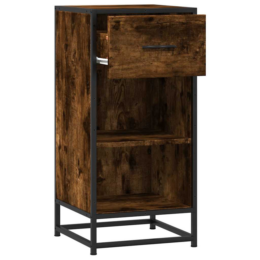Dressoir 35,5x35x76 cm bewerkt hout en metaal gerookt eiken
