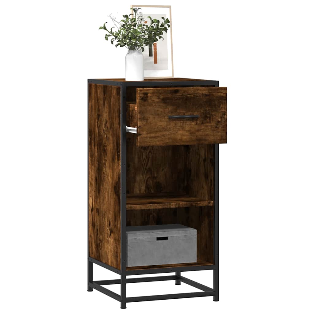 Dressoir 35,5x35x76 cm bewerkt hout en metaal gerookt eiken