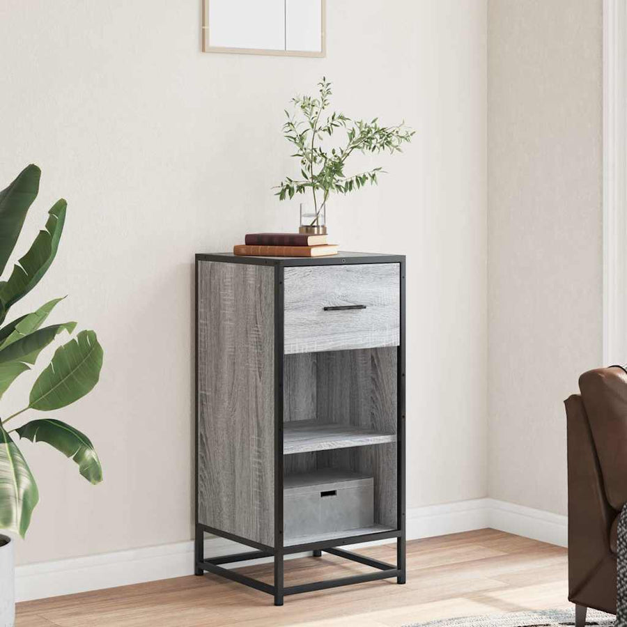 Dressoir 35,5x35x76 cm bewerkt hout en metaal grijs sonoma
