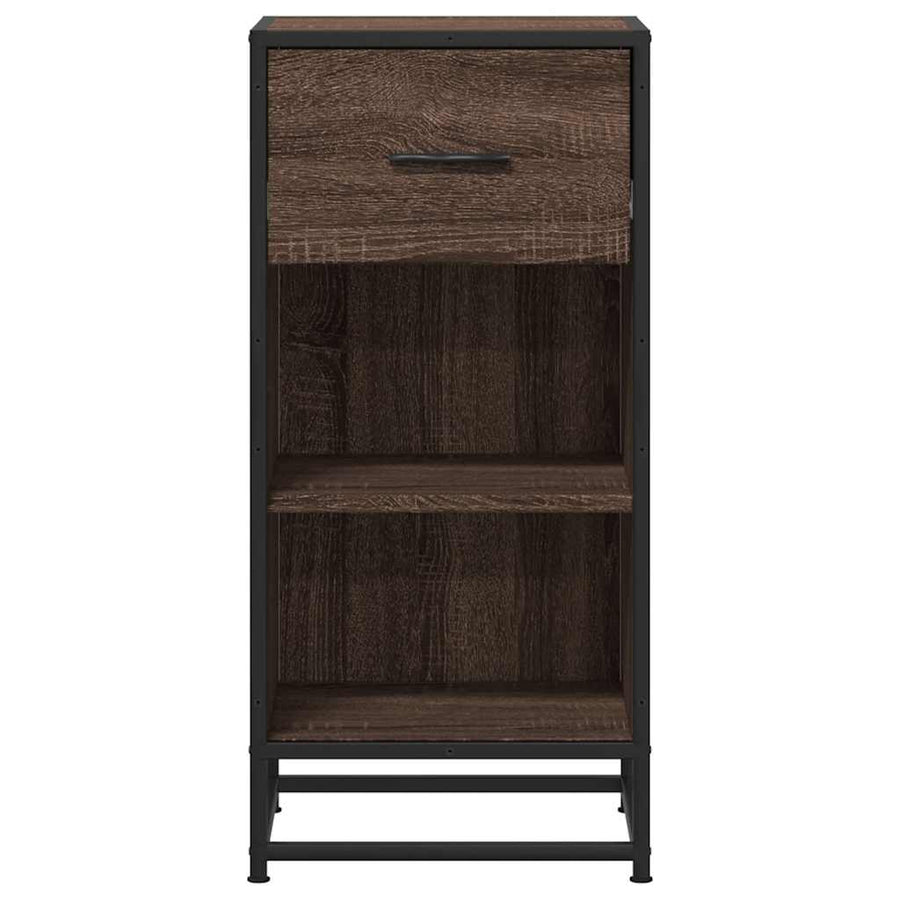 Dressoir 35,5x35x76 cm bewerkt hout en metaal bruin eikenkleur