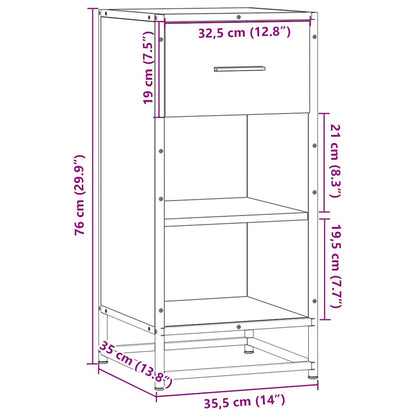 Dressoir 35,5x35x76 cm bewerkt hout en metaal bruin eikenkleur