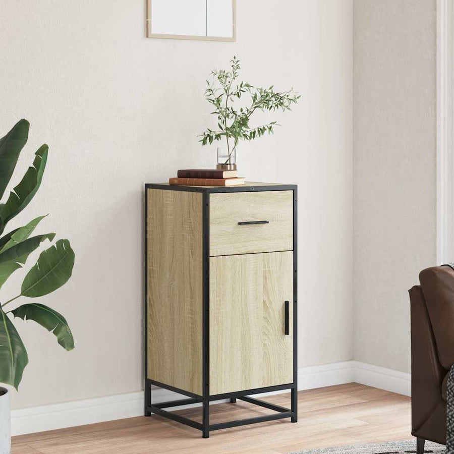 Dressoir 35,5x35x76 cm bewerkt hout en metaal sonoma eikenkleur