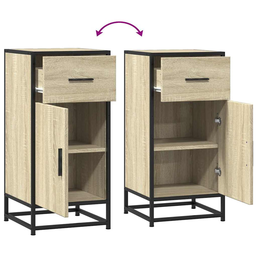 Dressoir 35,5x35x76 cm bewerkt hout en metaal sonoma eikenkleur