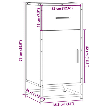 Dressoir 35,5x35x76 cm bewerkt hout en metaal sonoma eikenkleur