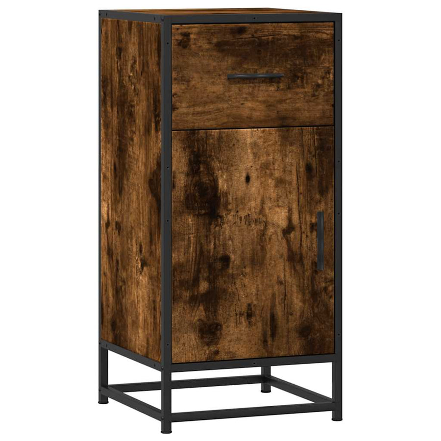 Dressoir 35,5x35x76 cm bewerkt hout en metaal gerookt eiken