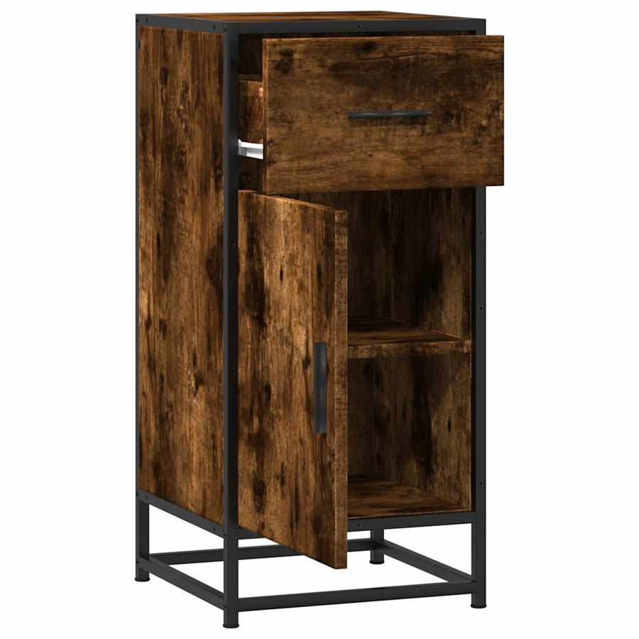 Dressoir 35,5x35x76 cm bewerkt hout en metaal gerookt eiken
