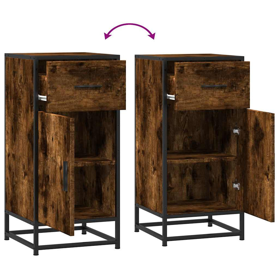 Dressoir 35,5x35x76 cm bewerkt hout en metaal gerookt eiken