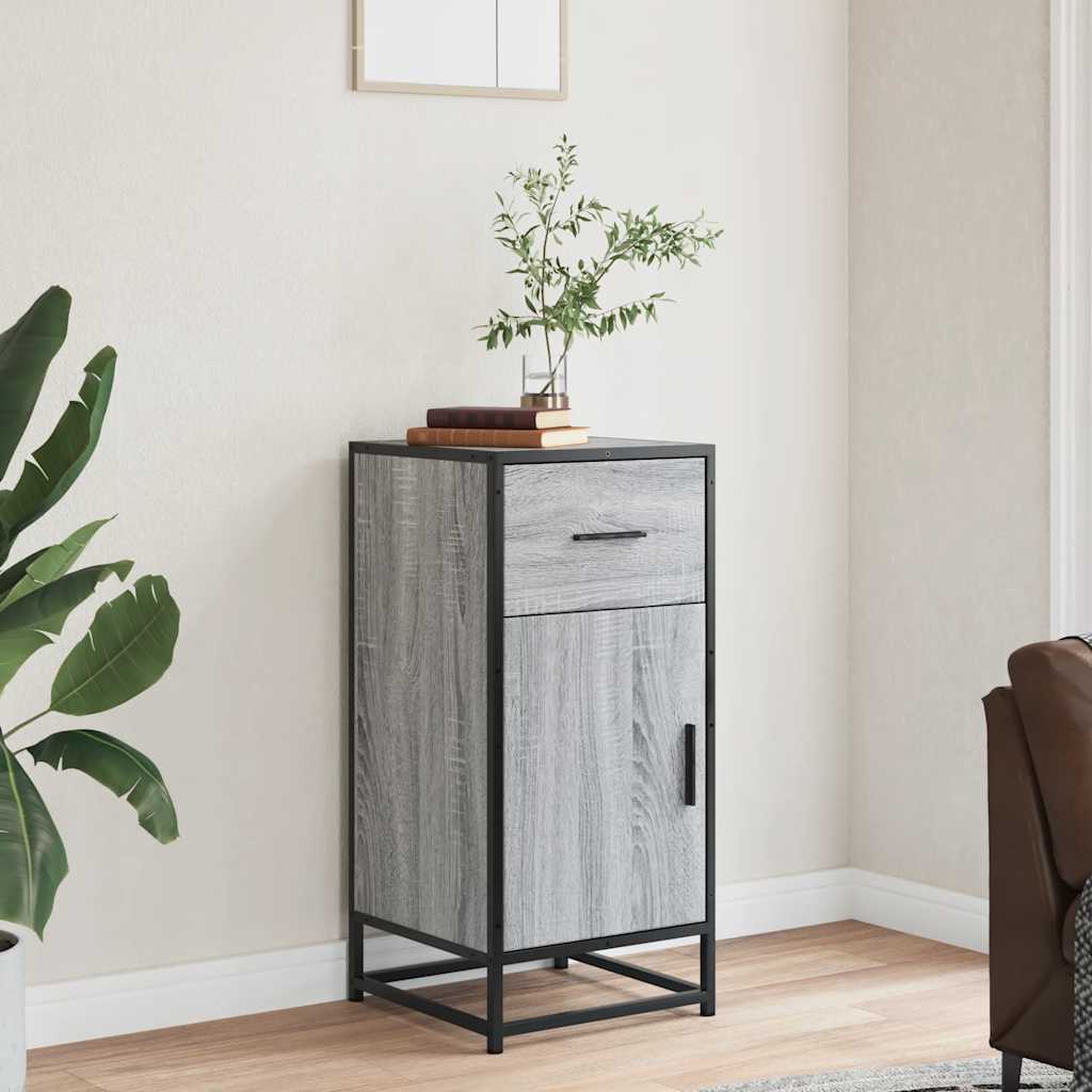 Dressoir 35,5x35x76 cm bewerkt hout en metaal grijs sonoma
