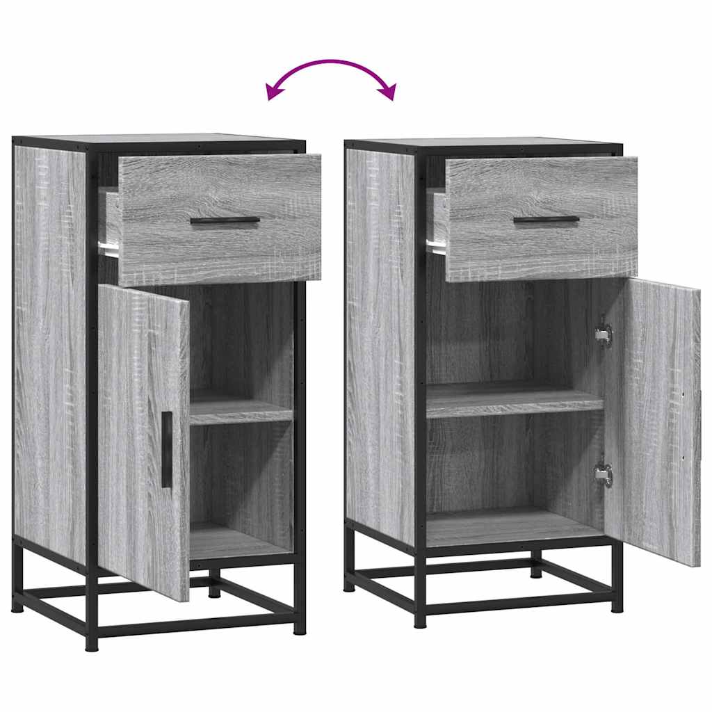Dressoir 35,5x35x76 cm bewerkt hout en metaal grijs sonoma