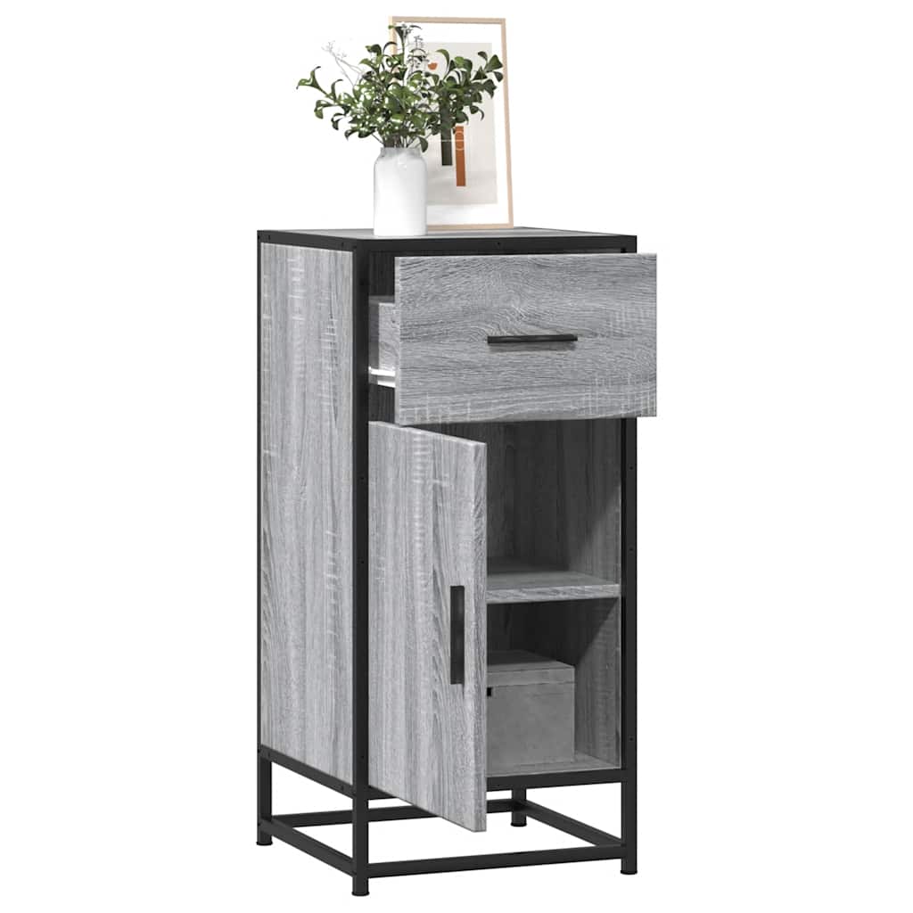 Dressoir 35,5x35x76 cm bewerkt hout en metaal grijs sonoma