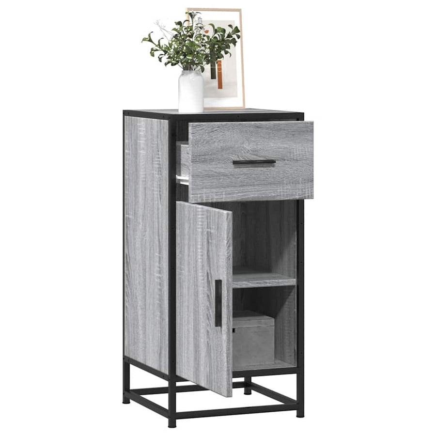 Dressoir 35,5x35x76 cm bewerkt hout en metaal grijs sonoma