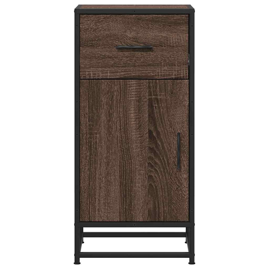 Dressoir 35,5x35x76 cm bewerkt hout en metaal bruin eikenkleur