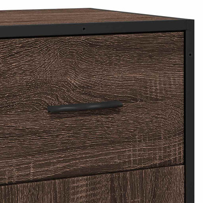 Dressoir 35,5x35x76 cm bewerkt hout en metaal bruin eikenkleur