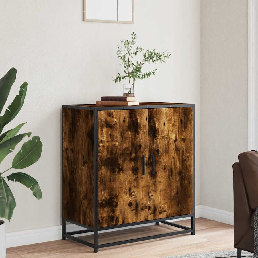 Dressoir 68x35x76 cm bewerkt hout en metaal gerookt eiken