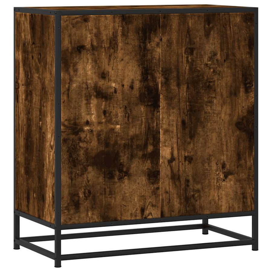 Dressoir 68x35x76 cm bewerkt hout en metaal gerookt eiken