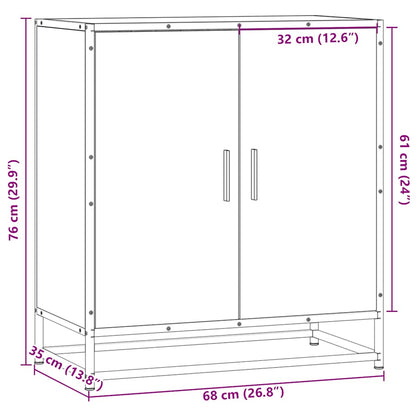 Dressoir 68x35x76 cm bewerkt hout en metaal gerookt eiken