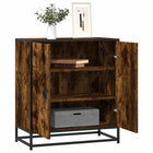 Sideboard 68x35x76 cm treated wood and metal smoked oak