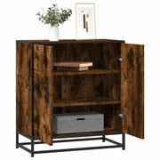 Sideboard 68x35x76 cm treated wood and metal smoked oak