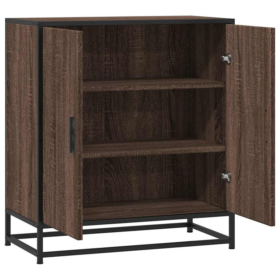 Dressoir 68x35x76 cm bewerkt hout en metaal bruin eikenkleur