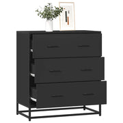 Dressoir 68x35x76 cm bewerkt hout metaal zwart