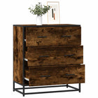 Sideboard 68x35x76 cm treated wood and metal smoked oak