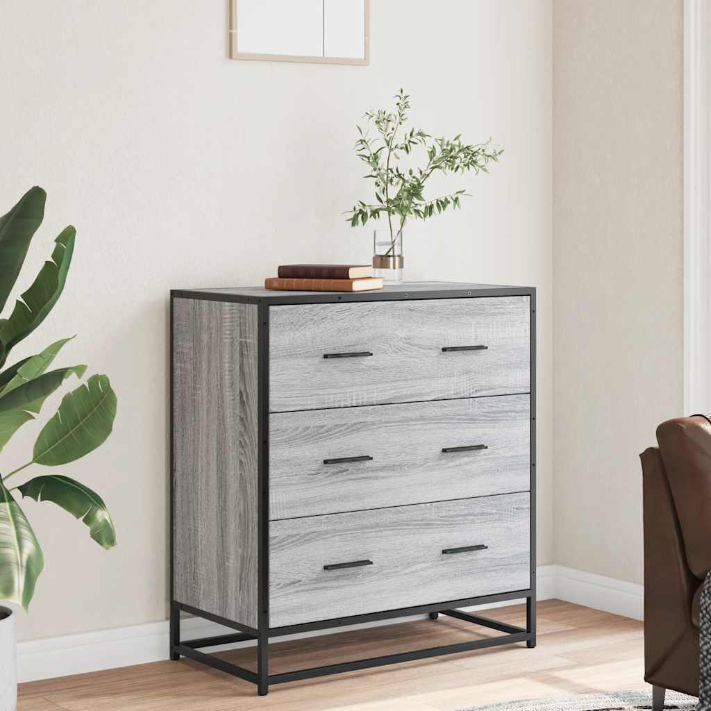 Dressoir 68x35x76 cm bewerkt hout en metaal grijs sonoma