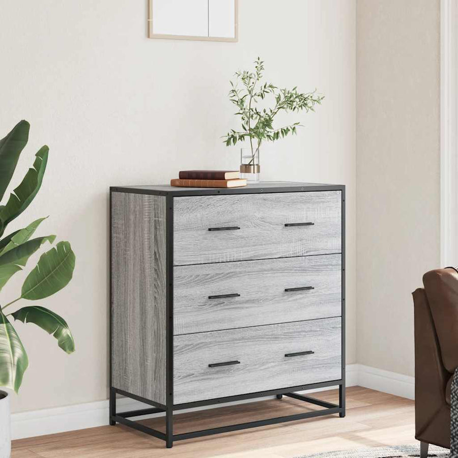 Dressoir 68x35x76 cm bewerkt hout en metaal grijs sonoma